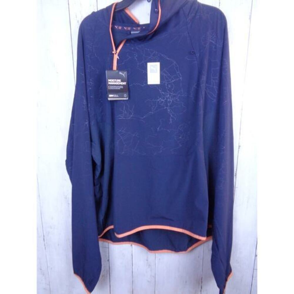 Puma X‎ First Mile Woven Running Jacket Pullover Navy Blue Mens Size XXL